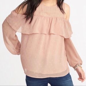EUC Old Navy Pink Cold Shoulder Blouse (Size: XXL)